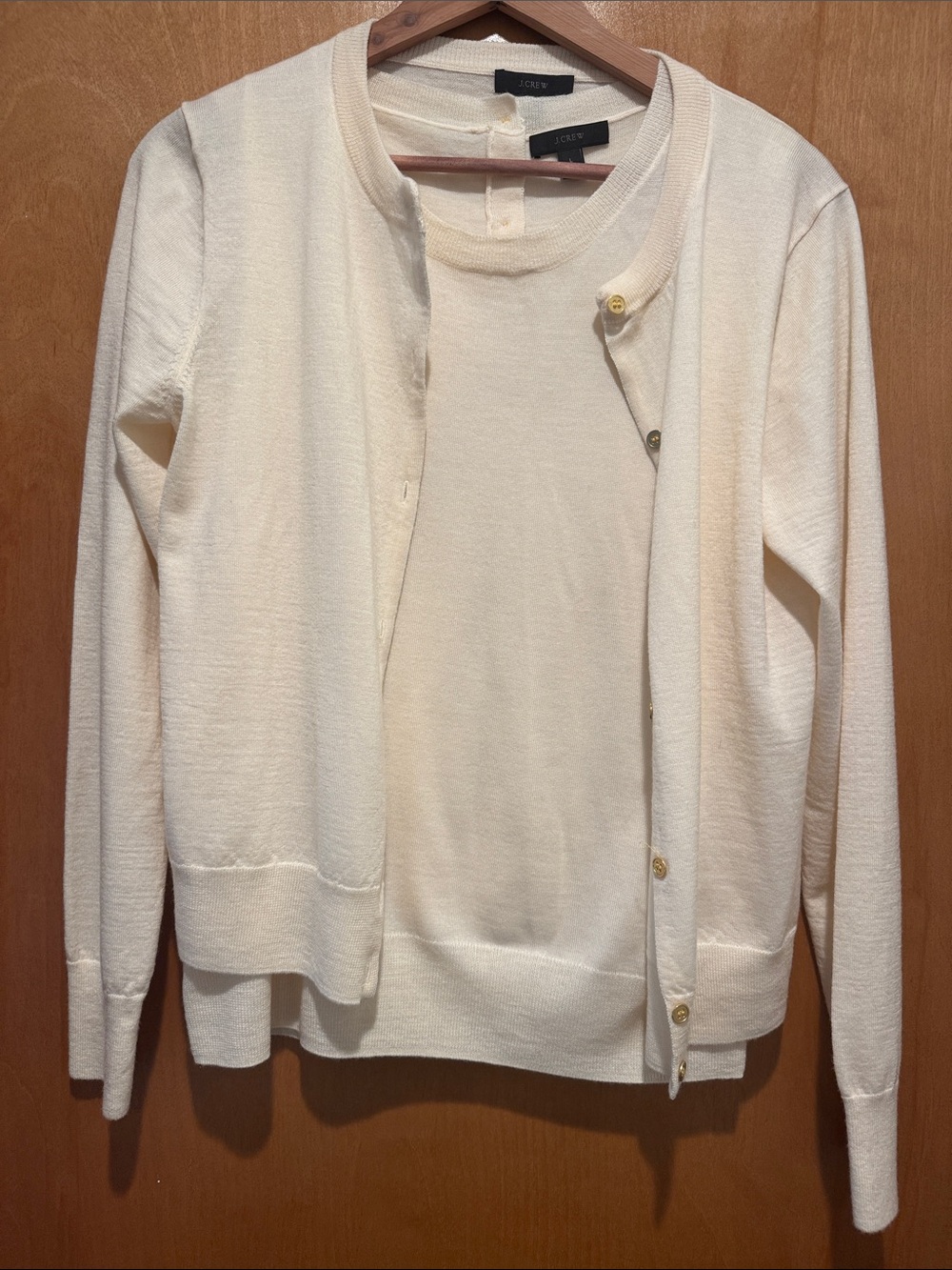 J. Crew Cream Lightweight Merino Wool Sweater Set. Size L.